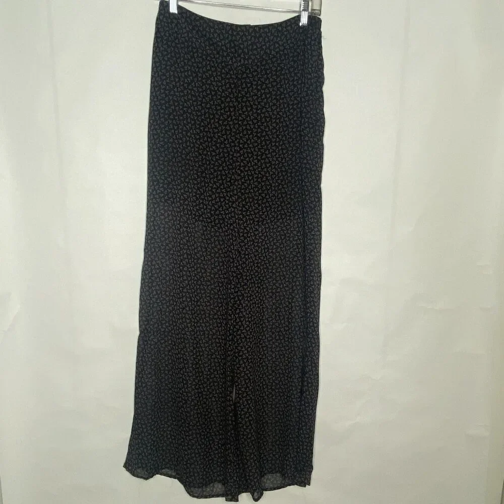 Forever 21 Midi Skirt Women Size Medium Black Multi Floral Print Ankle Lined